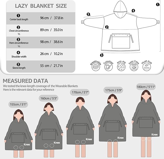 UNIQUEBELLA Wearable Blanket Hoodie with Boho Style, Extra Thick