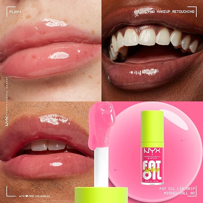 NYX PROFESSIONAL MAKEUP Fat Oil Lip Drip, Moisturizing, Shiny and Vegan Tinted Lip Gloss (Sheer Pink)